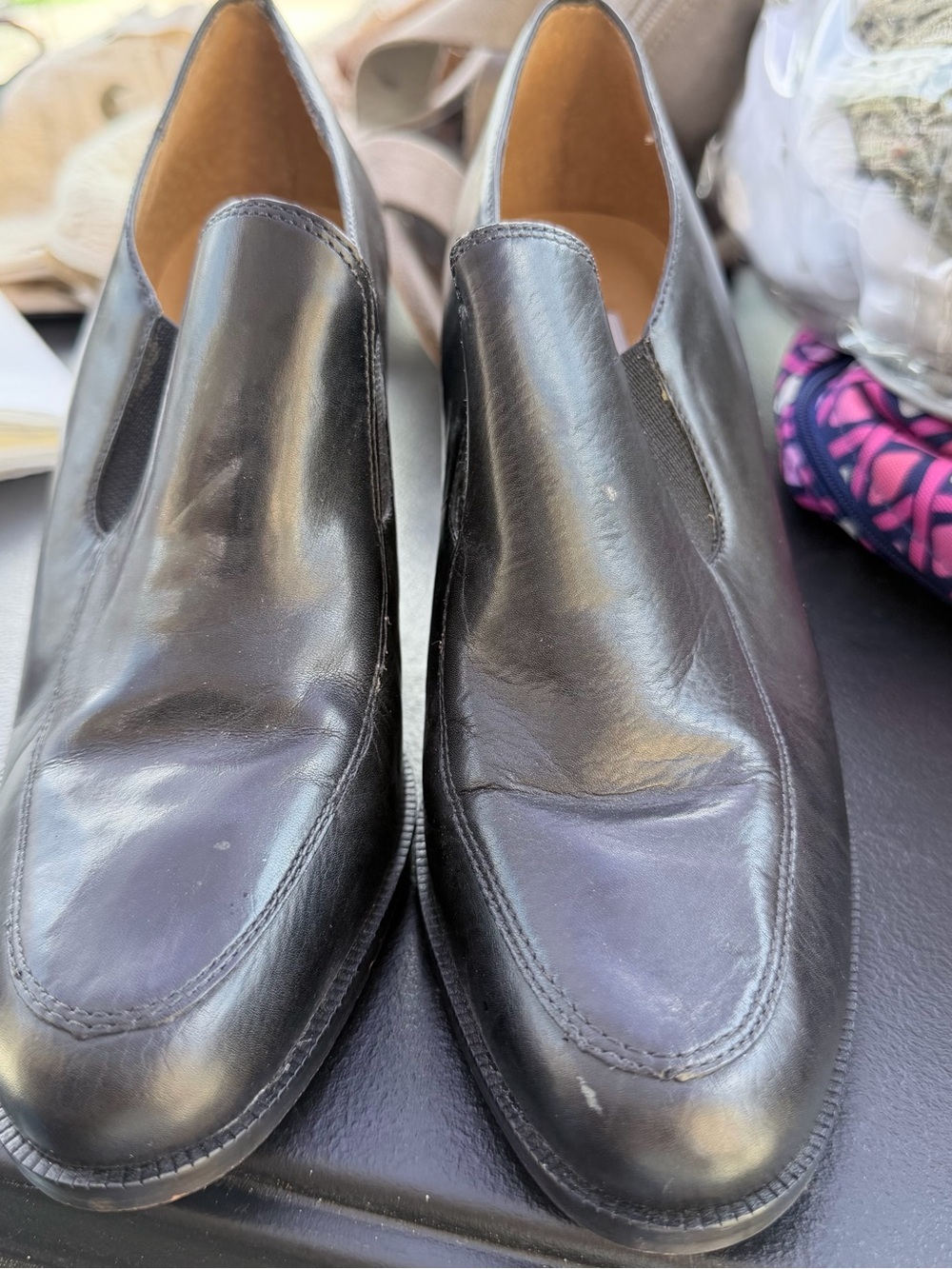 Woman’s Black Leather Slip-On Dress Shoes